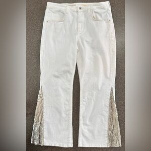 Pilcro and the Letterpress White Flare Jeans with Silver Sequins. Size 31